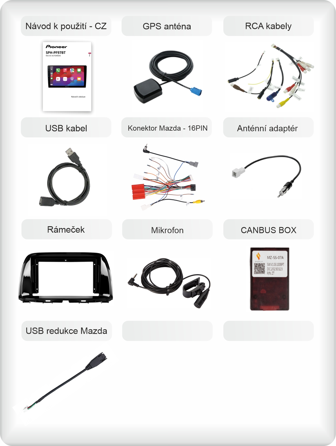 CZ příslušenství pro autorádio Pioneer SPH - PF97BT pro mazda CX-5 carplay a android auto evtech_cz
